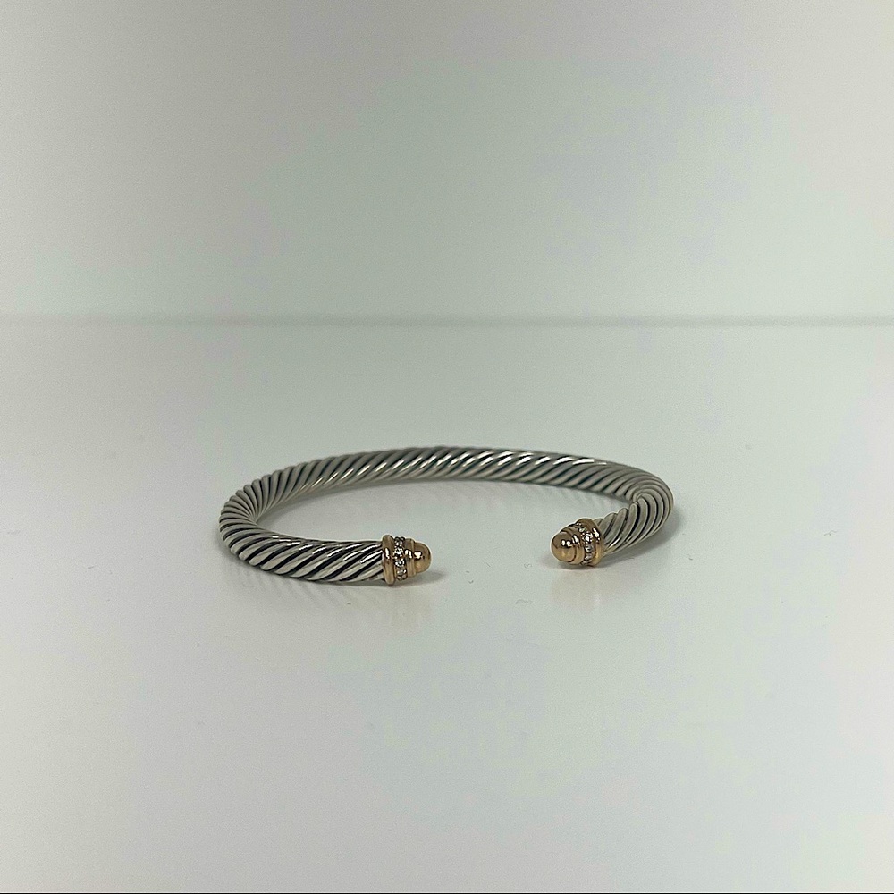 David Yurman Cable Classics Bracelet w/ 18K Yellow Gold Domes and Pavé Diamonds - Picture 1 of 12